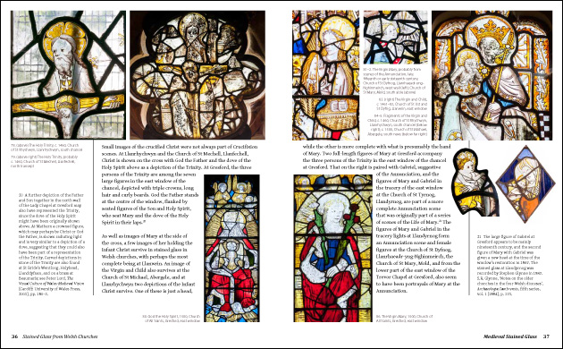 Double page spread with medieval stained glass.