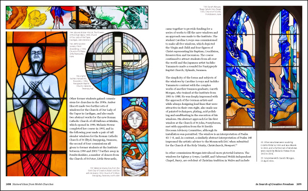 Double page spread with stained glass by contemporary makers.