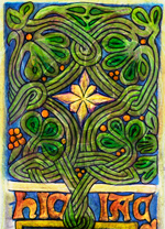 Image based on a medieval grave slab at Valle Crucis.