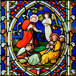 Stained glass panel by Lavers, Barraud and Westlake from Llanfor.