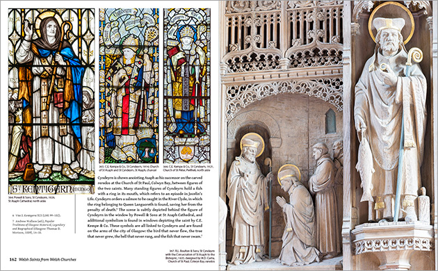 Double page spread with with images of St Cyndeyrn.