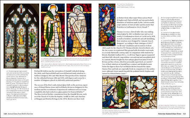 Double page spread with Pre-Raphaelite stained glass.